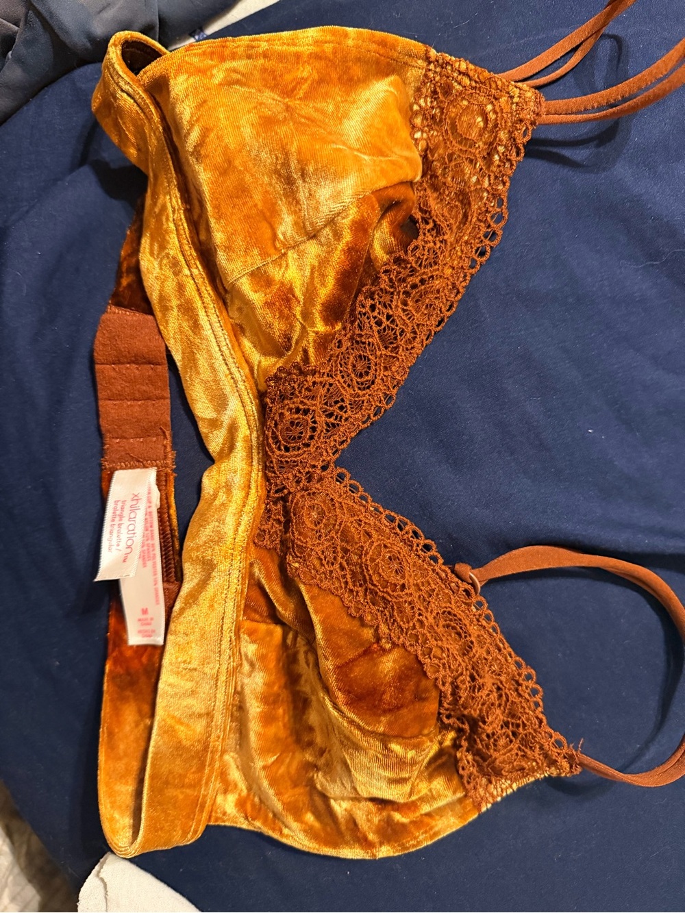 Velvet Lace Bralette in Burnt Orange